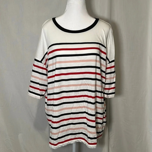 Lauren Ralph Lauren Tops - women’s Lauren Ralph Lauren red pink black & white striped tshirt size xxl